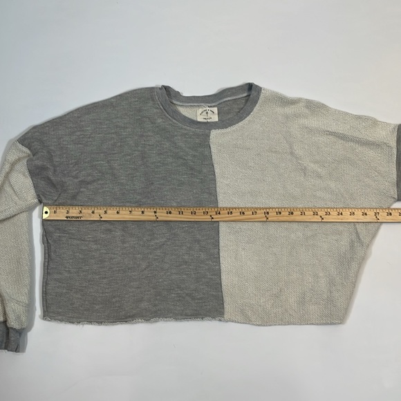 Electric & Rose Tai Regular Fit Sweatshirt Size L Gray Cream Color-block EUC - Picture 6 of 8